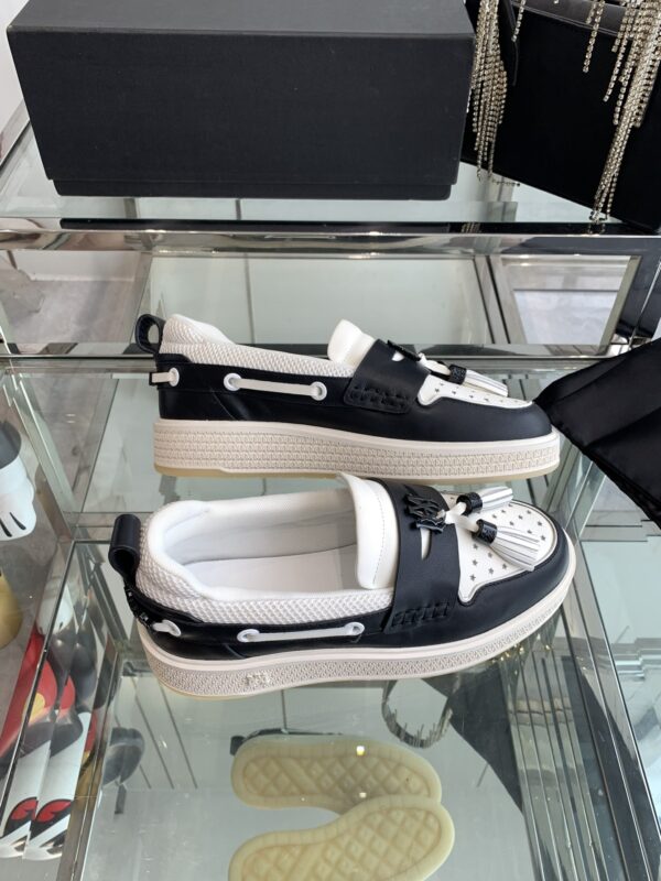 Amiri MA Tassel Hybrid Loafers in Black and White Leather. - Image 4