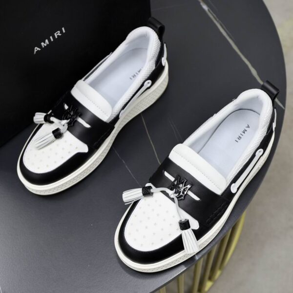 Amiri MA Tassel Hybrid Loafers in Black and White Leather - Image 3