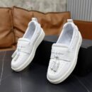 Amiri MA Tassel Hybrid Loafers in Pristine White Leather.