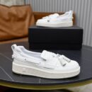 Amiri MA Tassel Hybrid Loafers in Pristine White Leather.