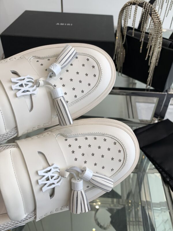 Amiri MA Tassel Hybrid Loafers in White Leather - Image 6