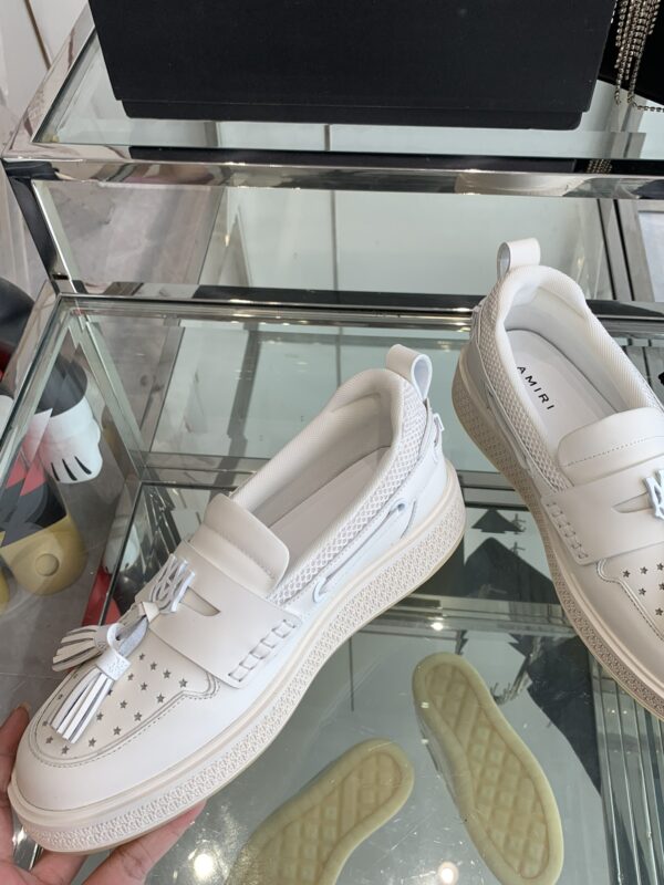 Amiri MA Tassel Hybrid Loafers in White Leather - Image 5