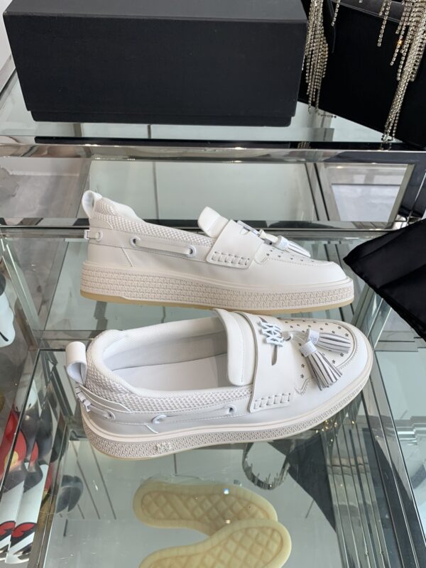 Amiri MA Tassel Hybrid Loafers in White Leather - Image 4