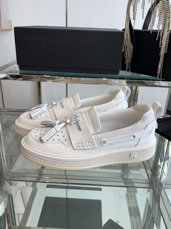 Amiri MA Tassel Hybrid Loafers in White Leather - Image 3