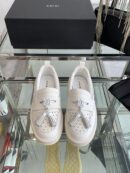 Amiri MA Tassel Hybrid Loafers in White Leather