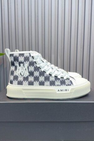 Amiri Monogram Canvas High-Top Sneakers in Black and White