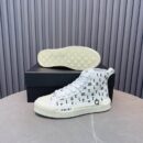 Amiri Court High-Top Sneakers in White with Black Text Print