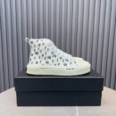 Amiri Court High-Top Sneakers in White with Black Print
