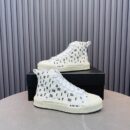 Amiri Court High-Top Sneakers in White with Black Print