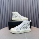 Amiri Court High-Top Sneakers in White with Black Text Print