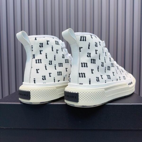 Amiri Court High-Top Sneakers in White with Black Print - Image 6