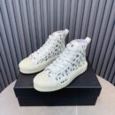 Amiri Court High-Top Sneakers in White with Black Print