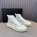 Amiri Court High-Top Sneakers in White with Black Print