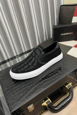 Amiri Skel Toe Slip-On Canvas Sneakers in Black