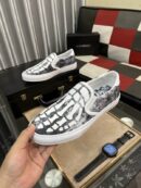 Amiri Skel Toe Slip-On Sneakers in Grey/Black with White Skeleton