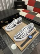 Amiri Skel Toe Slip-On Sneakers in Grey/Black with White Skeleton