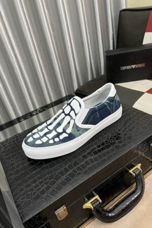 Amiri Skel Toe Slip-On Sneakers in Blue with White Skeleton