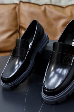 Amiri Skel-Top Distressed Leather Penny Loafers