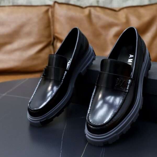 Amiri Skel-Top Distressed Leather Penny Loafers