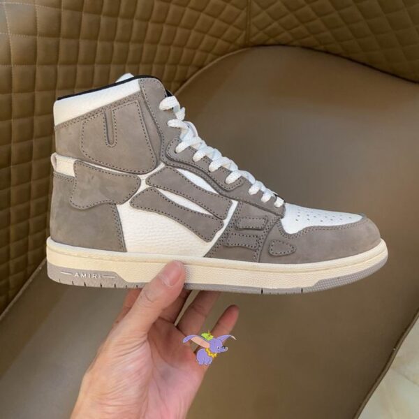 Amiri Skel Top High-Top Sneakers in Grey and White. - Image 4