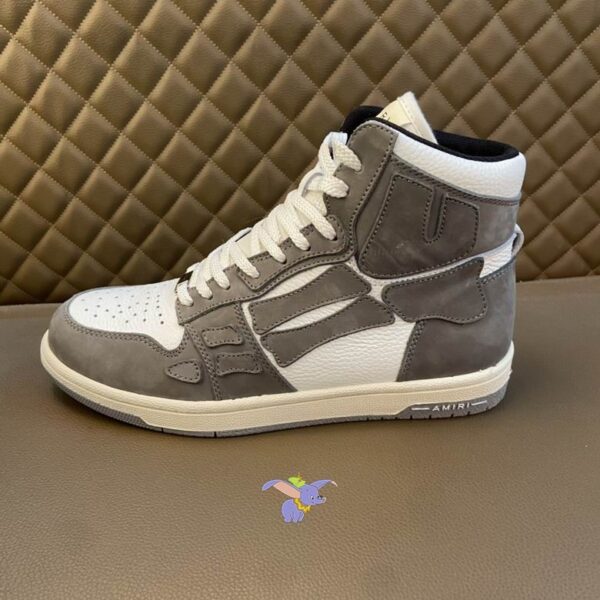 Amiri Skel Top High-Top Sneakers in Grey and White. - Image 3