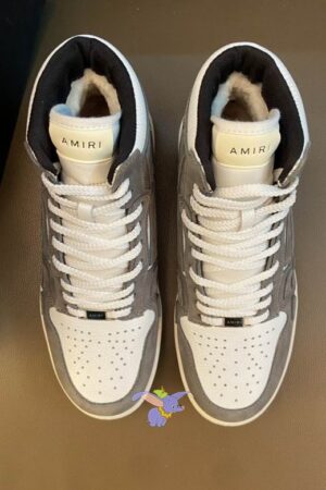 Amiri Skel Top High-Top Sneakers in Grey and White.