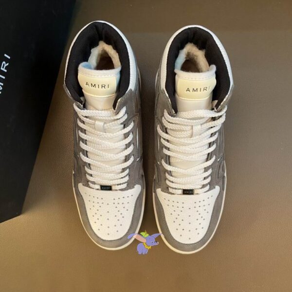 Amiri Skel Top High-Top Sneakers in Grey and White.