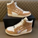Amiri Skel Top High-Top Sneakers in Tan and White Leather.
