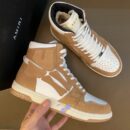 Amiri Skel Top High-Top Sneakers in Tan and White Leather.