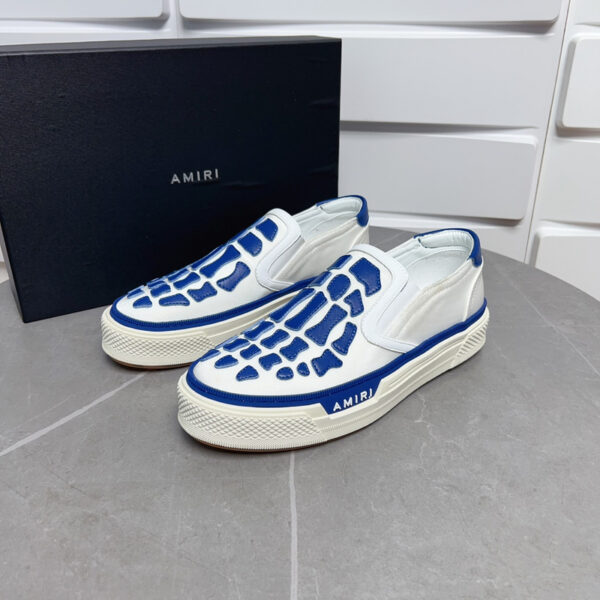 Amiri Skel-Top Low-Top Sneakers in White and Blue - Image 4