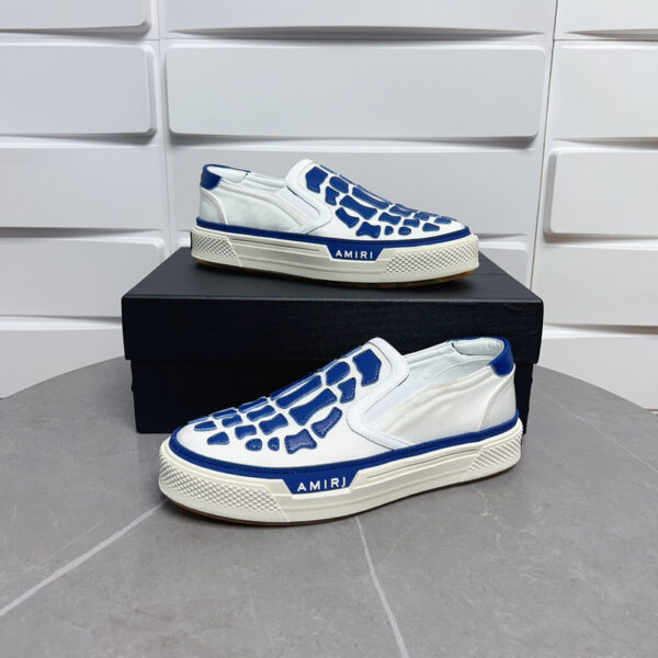 Amiri Skel-Top Low-Top Sneakers in White and Blue - Image 3