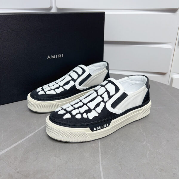 Amiri Skel-Top Slip-On Sneakers in Black and White. - Image 6
