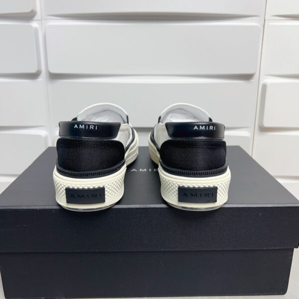 Amiri Skel-Top Slip-On Sneakers in Black and White. - Image 4