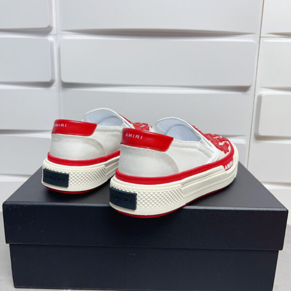 Amiri Skel-Top Slip-On Sneakers in White and Red. - Image 7