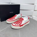 Amiri Skel-Top Slip-On Sneakers in White and Red.