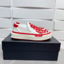 Amiri Skel-Top Slip-On Sneakers in White and Red.
