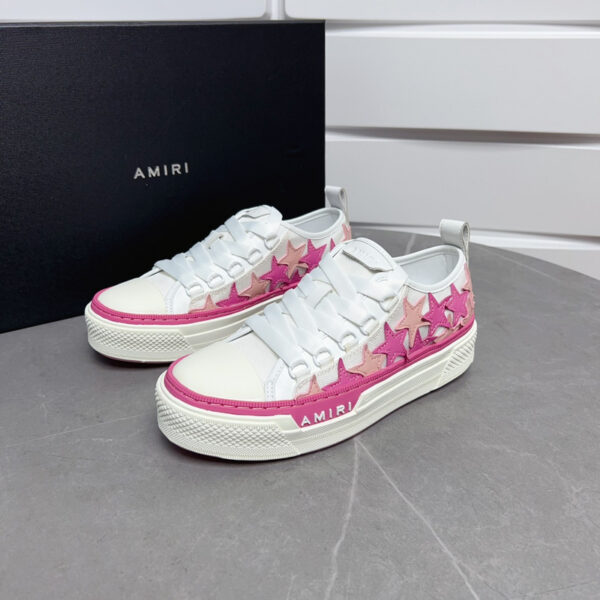 Amiri Star Court Low-Top Sneakers in Pink and White. - Image 4