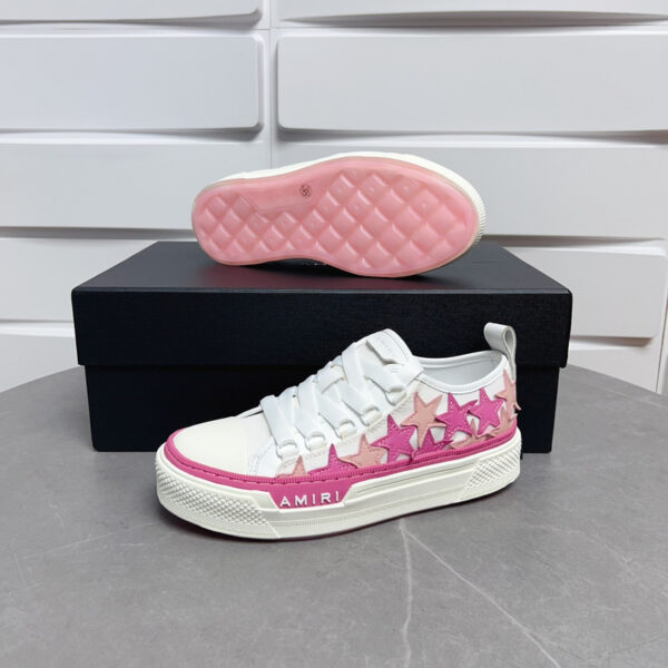 Amiri Star Court Low-Top Sneakers in Pink and White. - Image 2