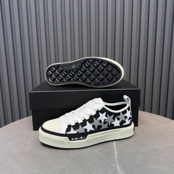Amiri Stars Court Low-Top Sneakers in Black and White with Grey - Image 6