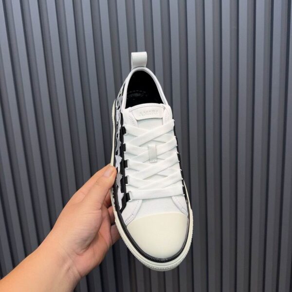 Amiri Stars Court Low-Top Sneakers in Black and White with Grey - Image 3