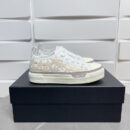 Amiri Stars Court Low-Top Sneakers in White with Beige Stars