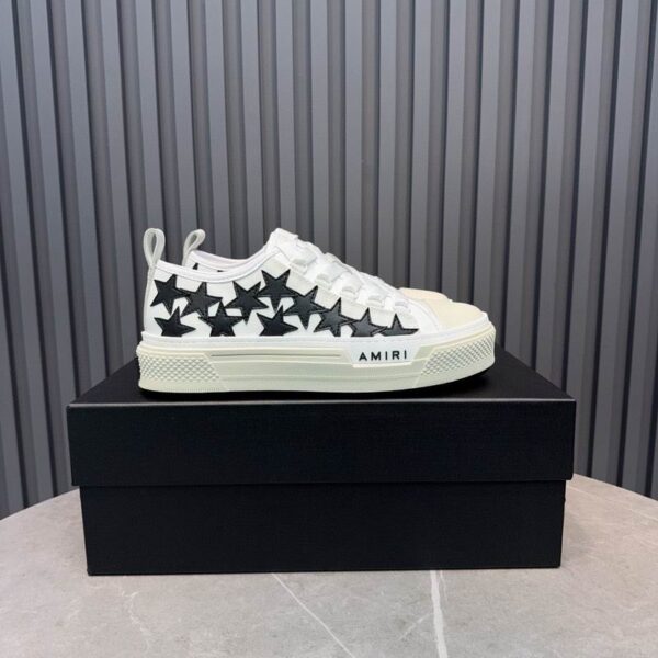 Amiri Stars Court Low-Top Sneakers in White with Black Stars