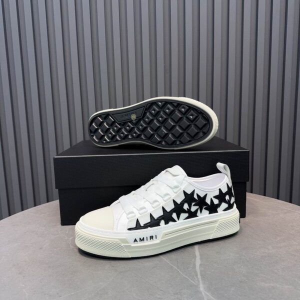 Amiri Stars Court Low-Top Sneakers in White with Black Stars - Image 6