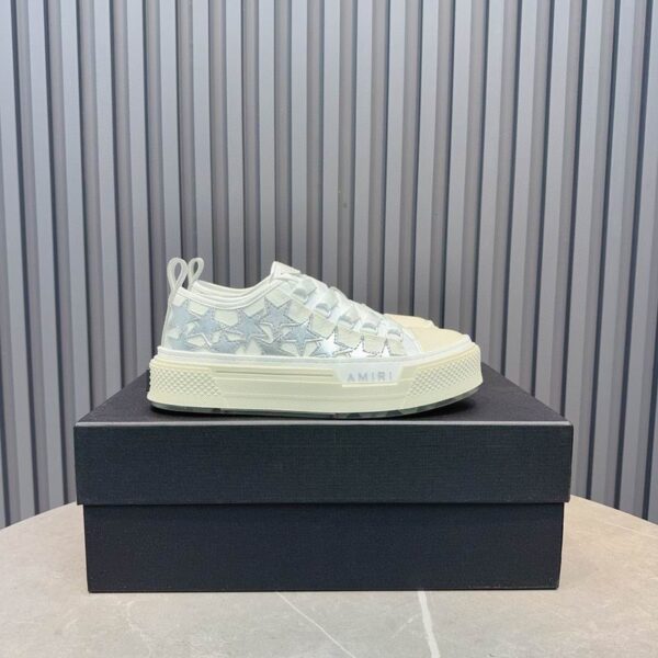 Amiri Court Low-Top Sneakers in White with Silver Stars