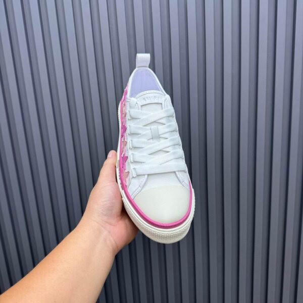 Amiri Stars Court Low-Top Sneakers in White with Pink - Image 3