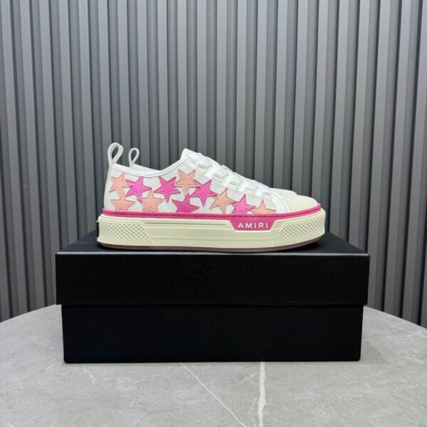 Amiri Stars Court Low-Top Sneakers in White with Pink