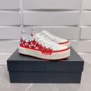 Amiri Stars Court Low-Top Sneakers in White with Red Stars.