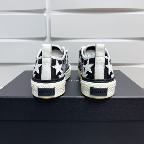 Amiri Stars Court Sneakers in White with White & Gray Stars. - Image 7