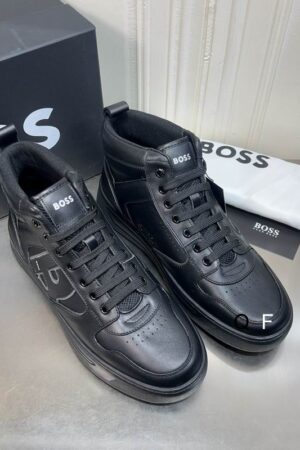 BOSS All-Black High-Top Sneaker.