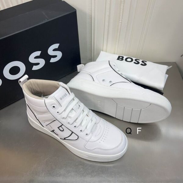 BOSS All-White High-Top Sneaker. - Image 3